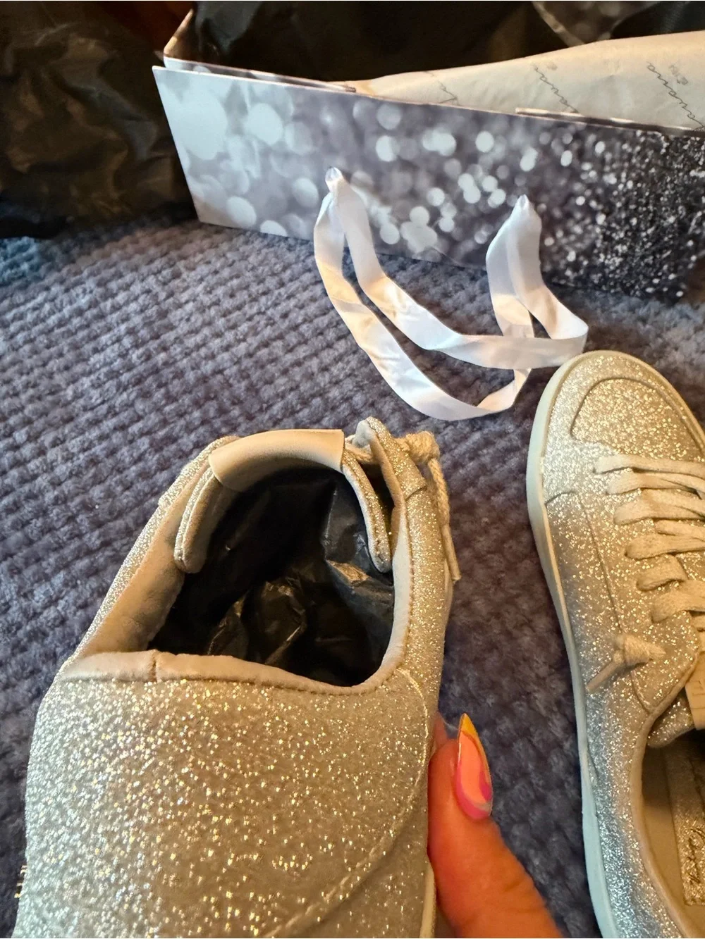 Vintage Havana Silver Glitter Star Sneakers NWOT w/ Box